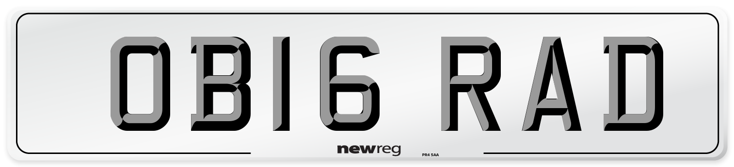 OB16 RAD Number Plate from New Reg